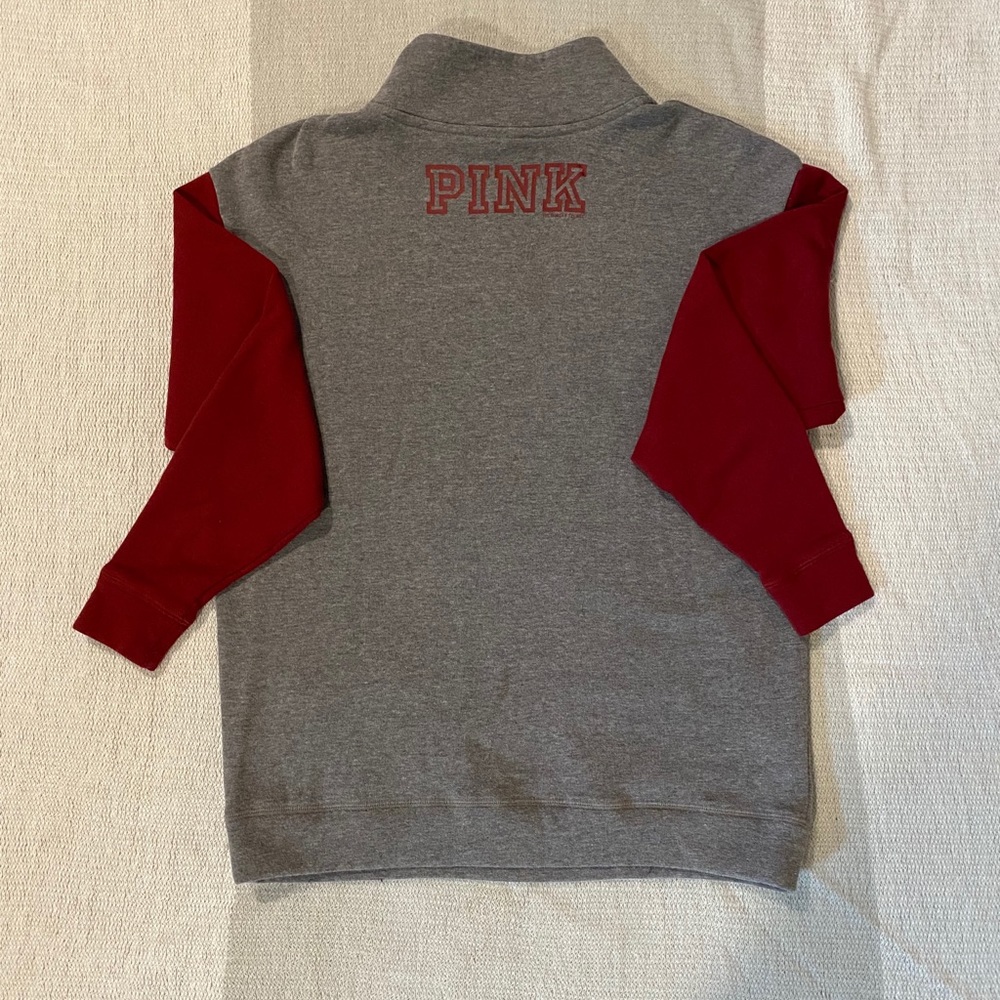 PINK Victoria's Secret Gray and Maroon ASU Quarter-Zip Sweatshirt - Picture 2 of 2